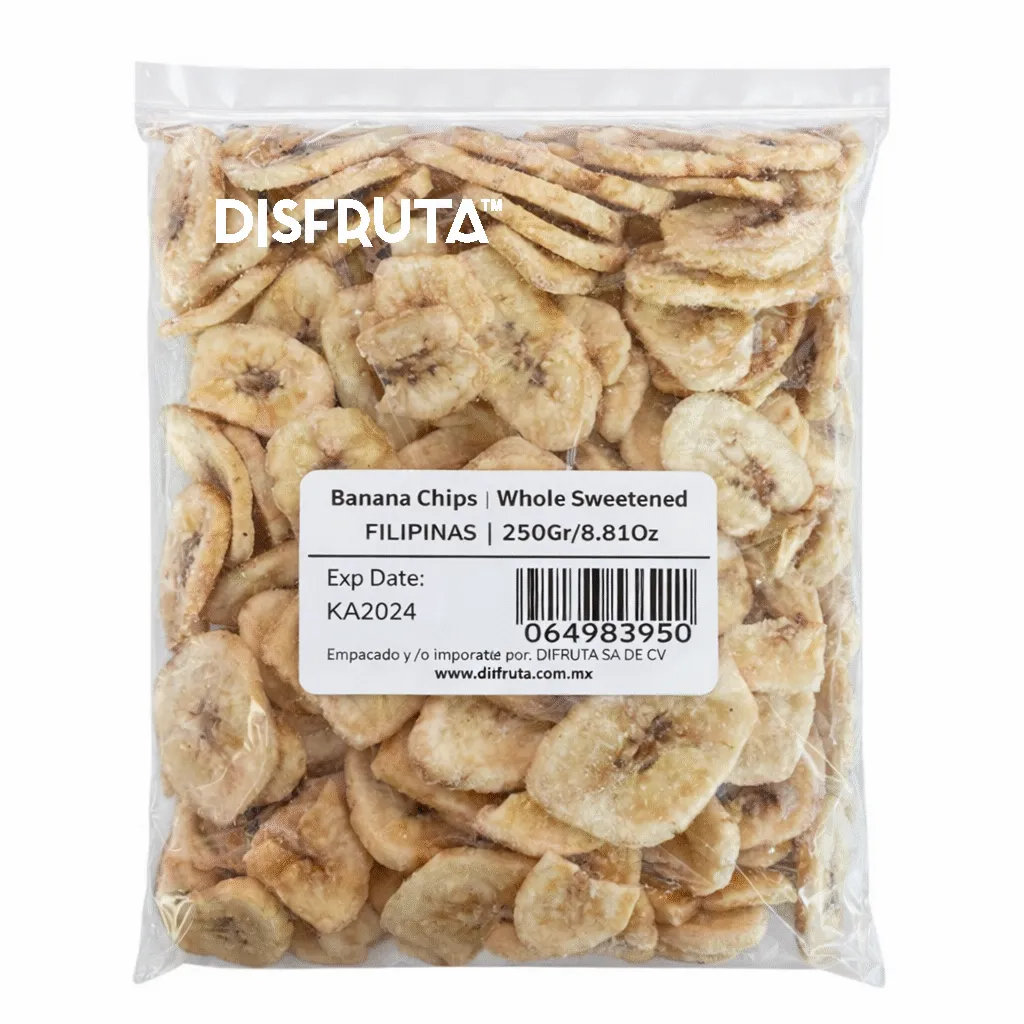 Banana Chips | Whole Sweetened | Filipinas | Pack 250