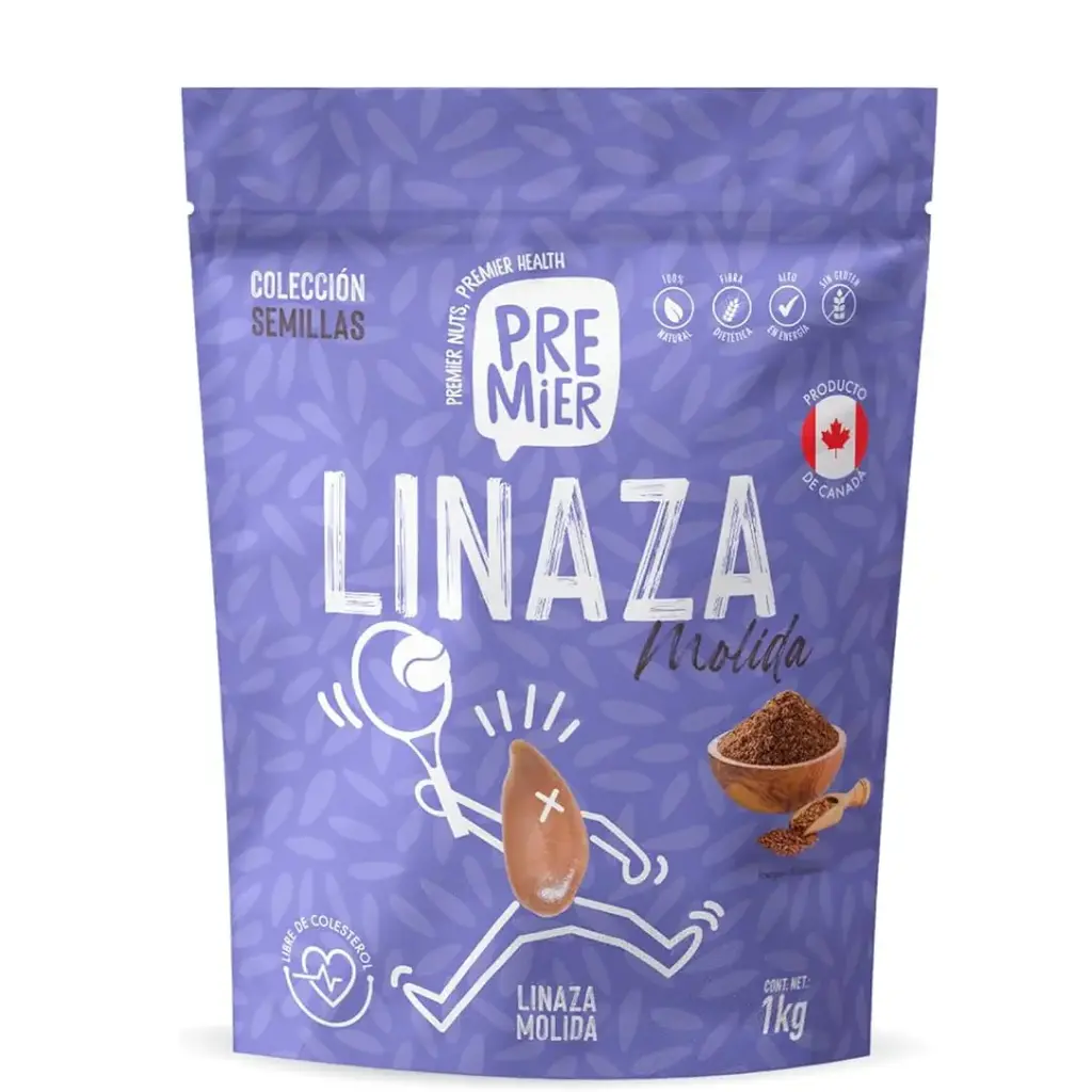Golden Flax Seeds  Powder | Premier® | Canada | Zipbag 1KG-2.22LB                                                                               