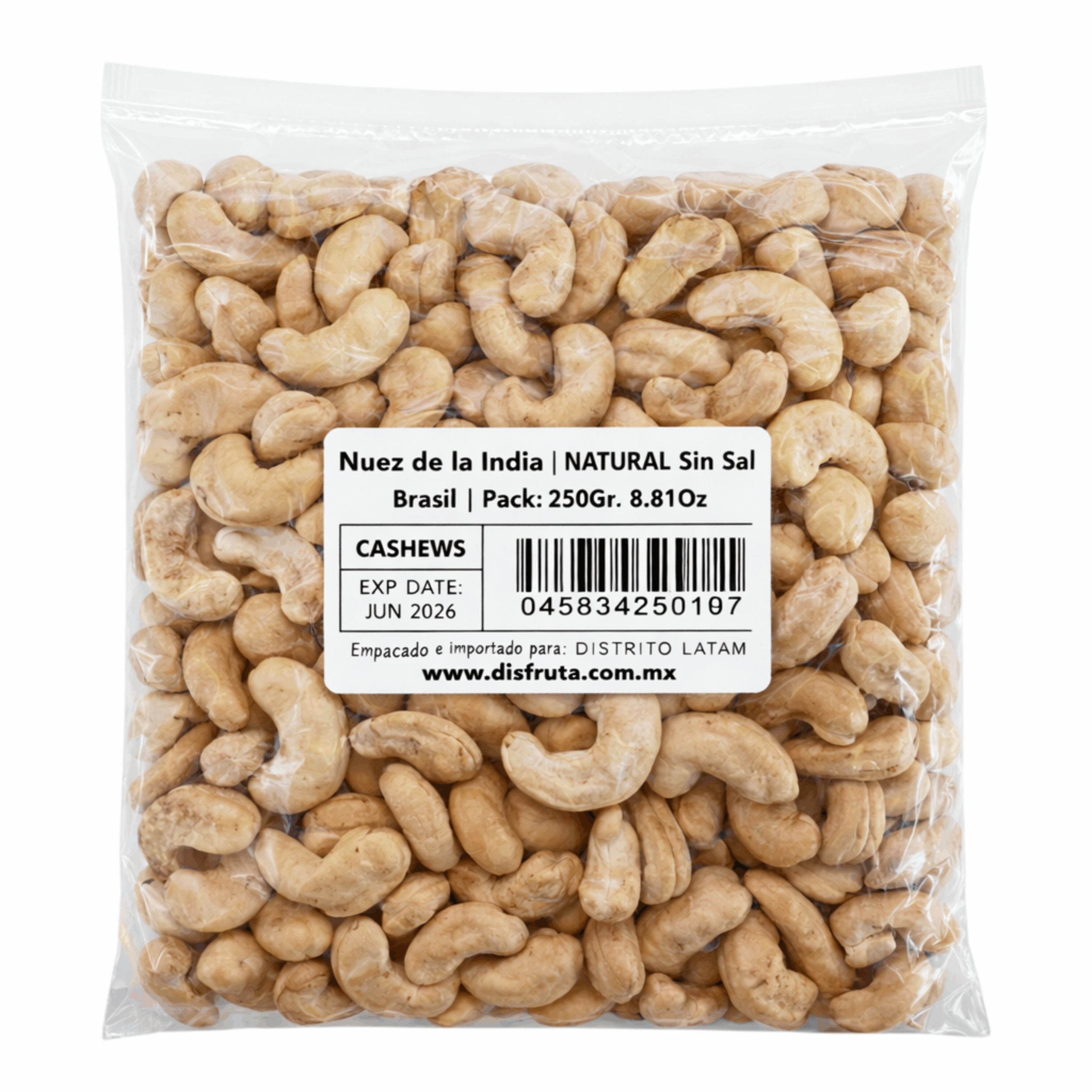 Nuez de la India Natural | Marañón | W 240 | HOR-S/SAL | Brasil | PIB® | Pack 250Gr