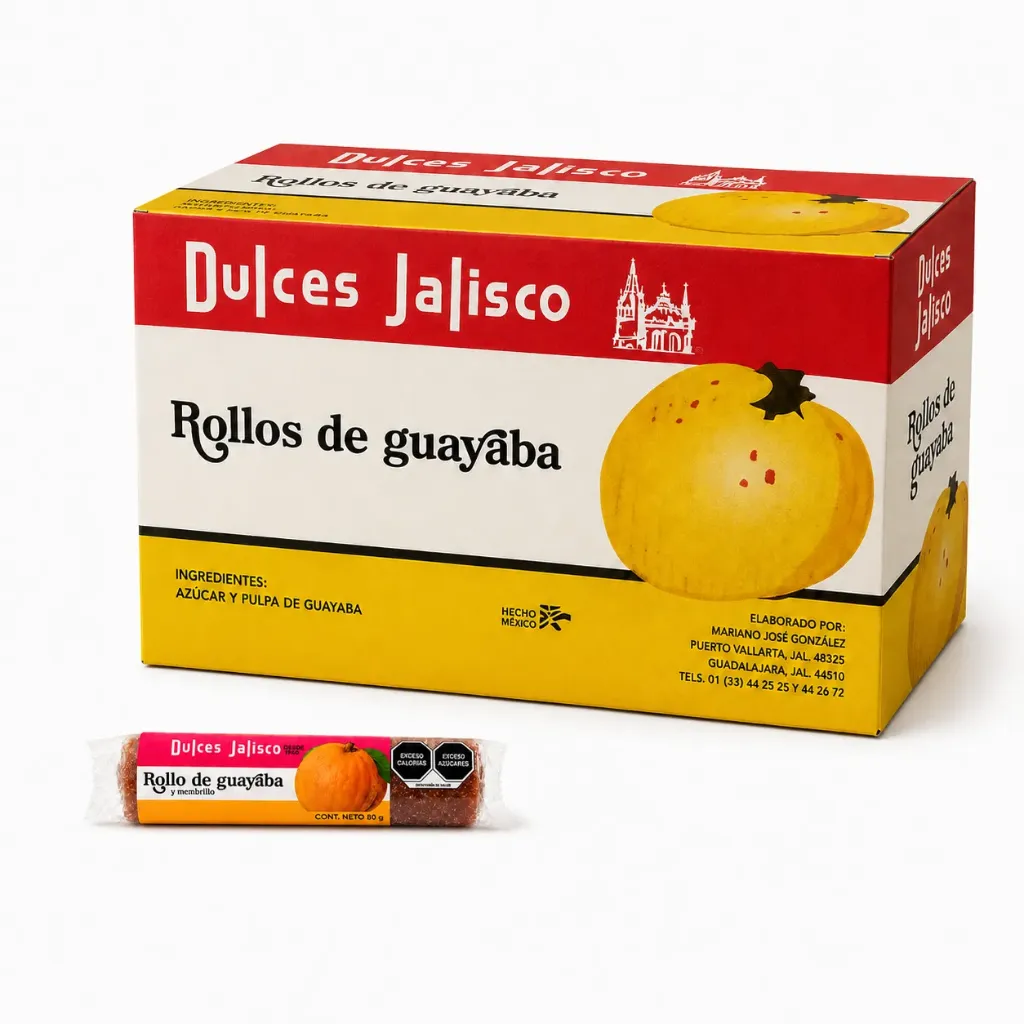 Rollo de Guayaba Natural | Dulces Jalisco® | Jalisco | C-CTN 15Kg/Pack80GR