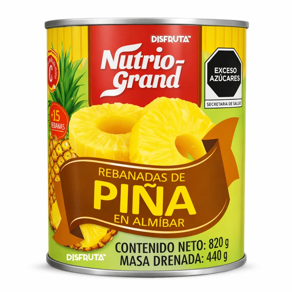 Piña en Almíbar | Rebanadas | Nutrio-Grand® | Guatemala | Lata 820gr | Dren. 440gr                                                                                  