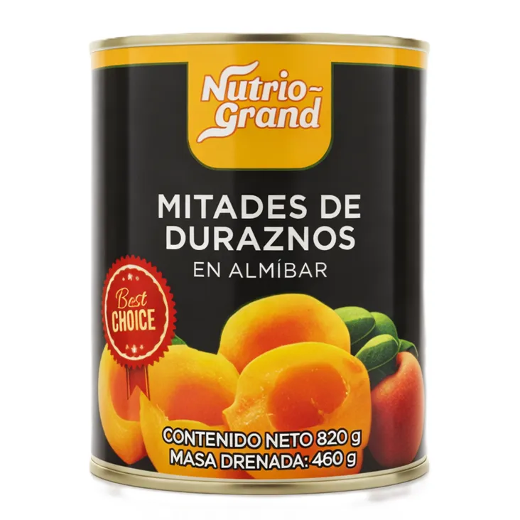 Peaches in syrup | Nutrio-Grand® | Chile | Lata 820gr-Dren. 460gr                                                                                   