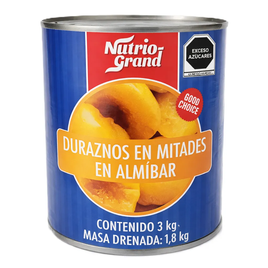 Peaches in Syrup | Nutrio-Grand® | Chile | CAN 3KG Dren 1.8KG                                                                                    