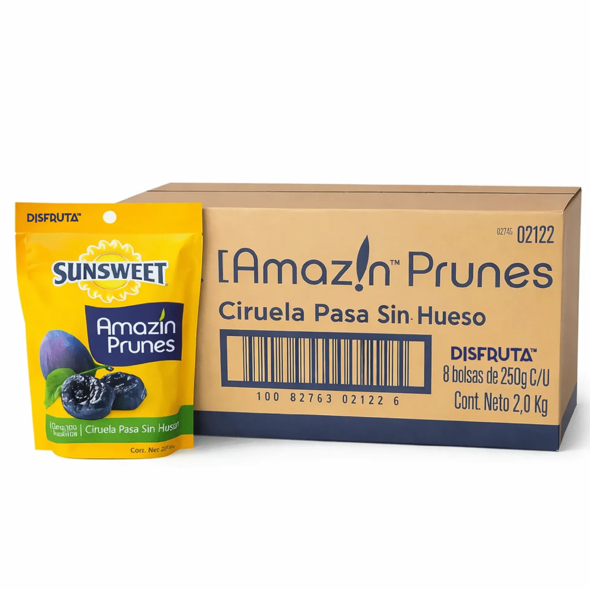 Ciruela Deshidratada Amaz!n™ | Sin Azúcar | SunSweet® |  #40/50 | California | C-CTN 2Kg-8PouchBag 250Gr