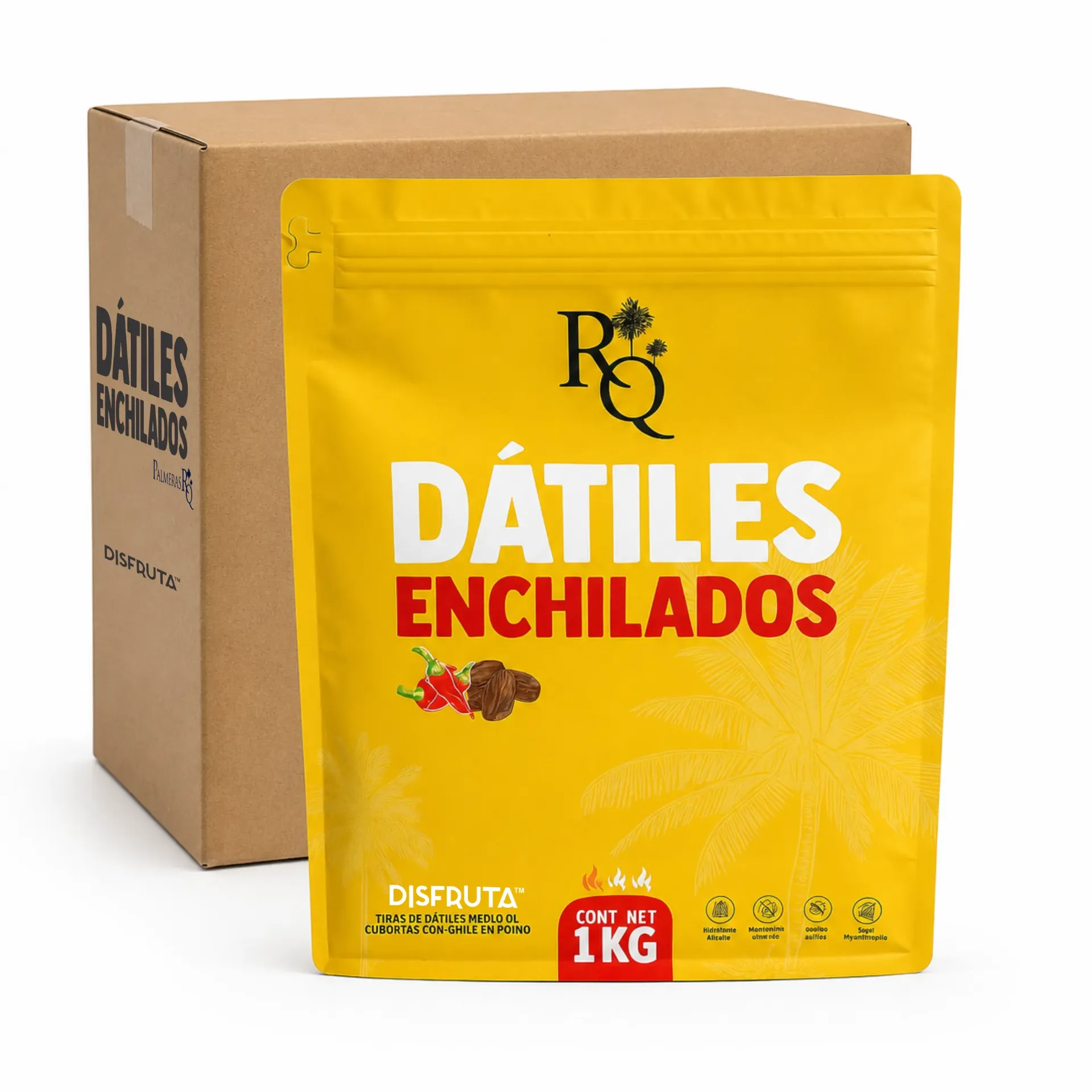 Medjool Date Stripes Chili Spiced | Palmeras RQ®| Baja California | CTN-BX 10Kg -10PouchBag 1Kg