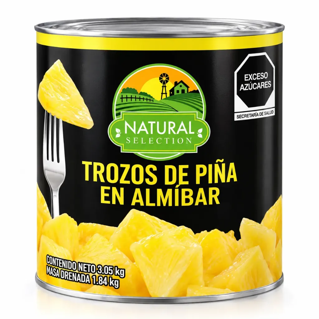 Pineapple Cubes in Syrup | Natural Select ® | Argentina | Lata 3KG Dren 1.84 KG